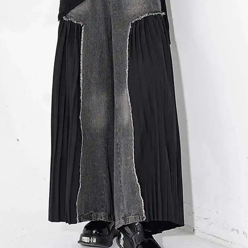 Load image into Gallery viewer, High Elastic Waist Blue Denim Pleated Long Wide Leg Pants New Trousers Women Fashion Tide Spring Autumn 2025 1DH5079
