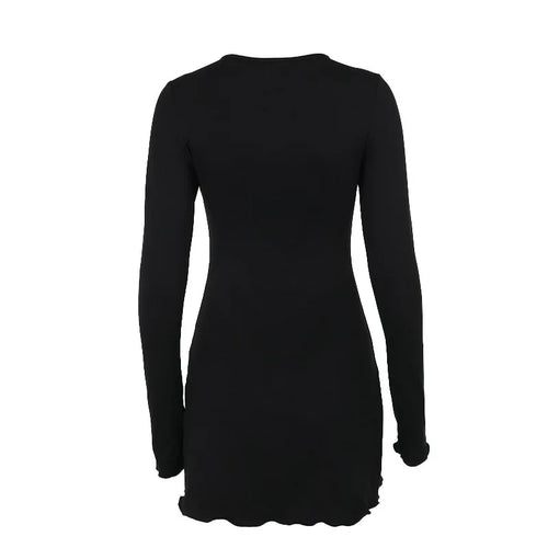Load image into Gallery viewer, Hollow Out Long Sleeve Sexy Mini Dress For Women Robe Autumn New Black O Neck Club Party Sexy Dress Elegant Clubwear
