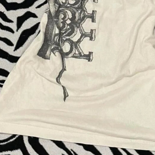 Load image into Gallery viewer, Y2k Aesthetic White Printing Punk Fairy Tshirts Harajuku Women Casual Bodycon Vintage Tees 2025 Summer Grunge Streetwear Tops
