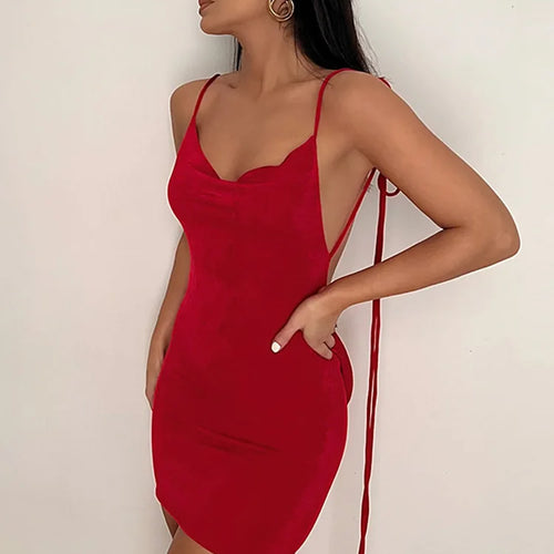 Load image into Gallery viewer, Sleeveless Swinging Collar Backless Slips Bandage Mini Prom Dress Summer Women Elegant Outfit Party Vacation Beach Y2K
