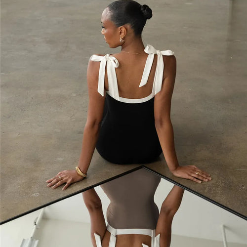 Load image into Gallery viewer, Lace-up Backless Sexy Maxi Dress Women Square Collar Patchwork Sleeveless Bodycon Club Party Sexy Long Dress Elegant
