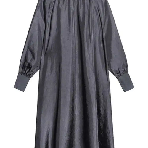 Load image into Gallery viewer, Women Gray Brief Long Big Size Elegant Dress New Turtleneck Long Sleeve Loose Fit Fashion Tide Spring Autumn 2025 1DH0252
