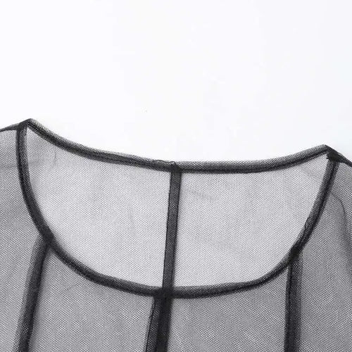 Load image into Gallery viewer, Women Black Irregular Ruffles Mesh Elegant Perspective Dress New Round Neck Sleeveless Fashion Spring Summer 2025 CPDB108
