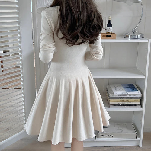 Load image into Gallery viewer, Women Long Sleeve Knit Mini Dress Slim Elegant Korean Style Streetwear 2023 Autumn Winter Club Evening Party Dress
