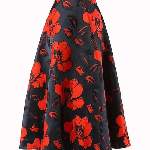 Load image into Gallery viewer, High Waist Black Flower Jacquard Temperament Long Half-body Skirt Women Fashion Tide New Spring Autumn 2025 1DD3182
