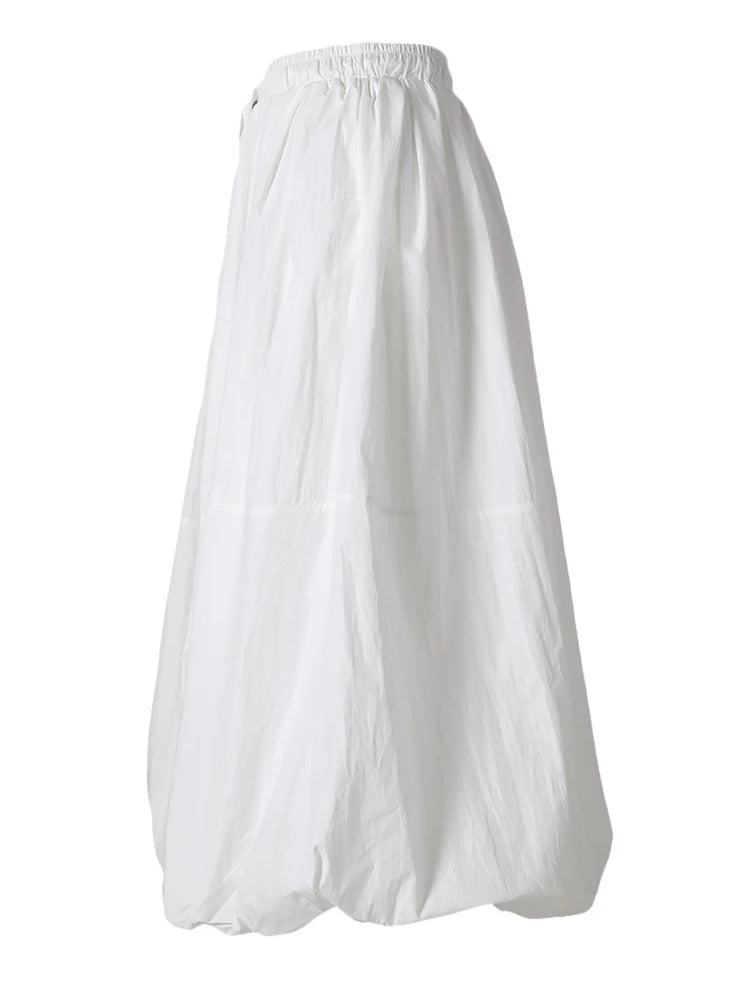 High Elastic Waist White Spliced Brief Casual A-line Half-body Skirt Women Fashion Tide New Spring Autumn 2025 CPG2827