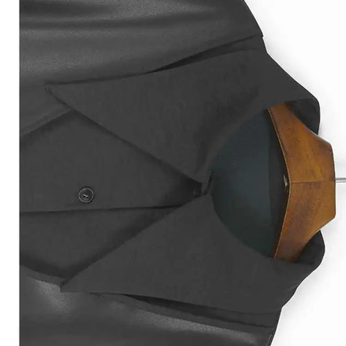 Load image into Gallery viewer, Women Black Pu Leather Vest False Two Big Size Shirt Dress New Lapel Long Sleeve Fashion Tide Spring Autumn 2025 1DH9653
