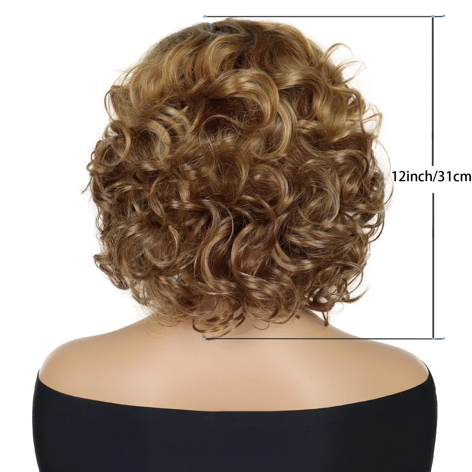 Mommy Wigs Short Synthetc Hair Brown Curly Wig with Side Bangs Dark Roots Ombre Wig Natural Hairstyles Older Lady Hairs