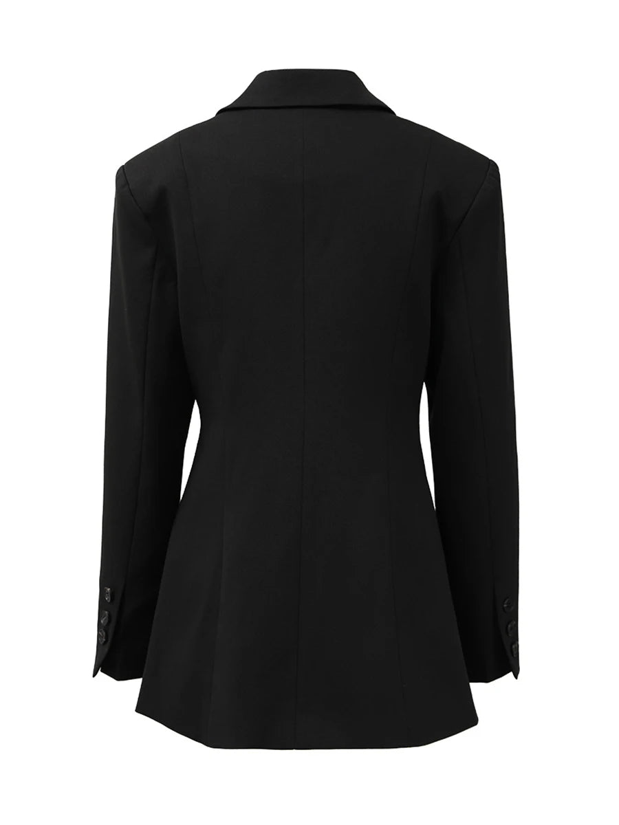 Solid Asymmetrical Chic Blazers For Women Notched Collar Long Sleeve Spliced Button Simming Blazer Female Fashion