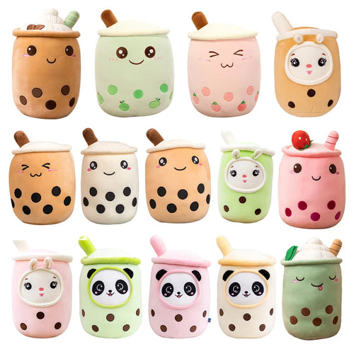 Load image into Gallery viewer, Kawaii Small Size Cartoon Bubble Tea Cup Peluche Toys Funny Boba Pillow Stuffed Soft Strawberry Panda Milk Tea Cushion Baby Gift
