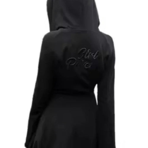 Load image into Gallery viewer, Autumn Gothic Harajuku Goth Dark Black Hooded Dress with Ears Korean Style Zip Kpop Wrap Mini Short Dresses
