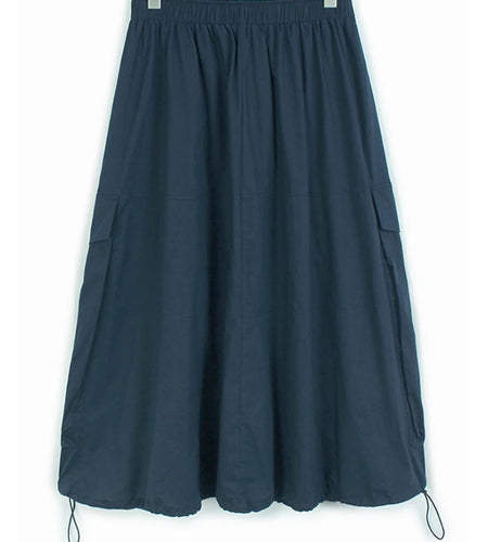 High Elastic Waist Blue Hem Drawstring Casual A-line Half-body Skirt Women Fashion Tide New Spring Autumn 2025 1DJ0863