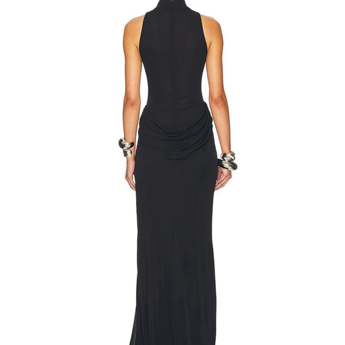 Load image into Gallery viewer, Summer Split Maxi Tank Dress Women Gown Fashion Solid Elegant High Waist Ruched Slim Evening Club Party Long Dress
