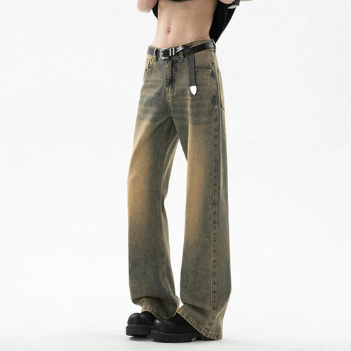 Load image into Gallery viewer, Men's Jeans New Spring American Cat Whiskers Design Loose Solid Color Style Light Flare Fanshionable Pants 2025 9W1535
