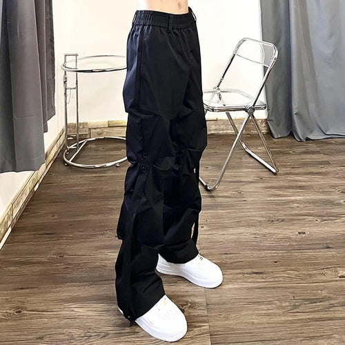 Load image into Gallery viewer, High Street Pleated Overalls Men&#39;s Pants Fashion Loose Straight Button Casual Male Trousers Solid Color Darkwear 9A6007
