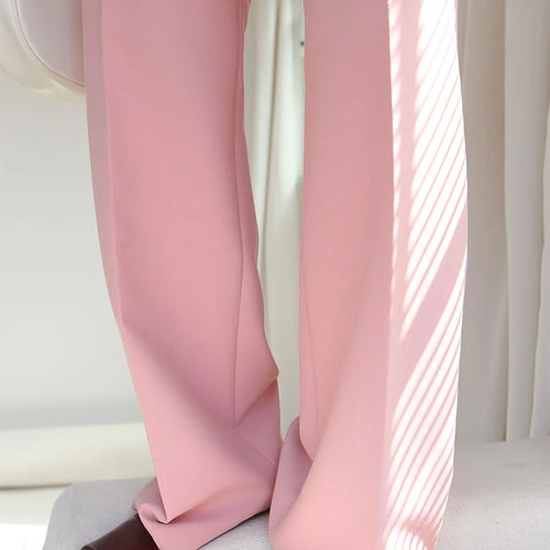 Load image into Gallery viewer, Casual Pink Wide Leg Pants For Women High Waist Loose Solid Minimalist Trousers Female Autumn Fashion Clothing
