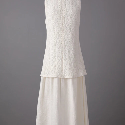 Load image into Gallery viewer, Women Beige Knitting Spliced Elegant Midi Vest Dress New Round Neck Sleeveless Fashion Tide Spring Summer 2025 CPG3068
