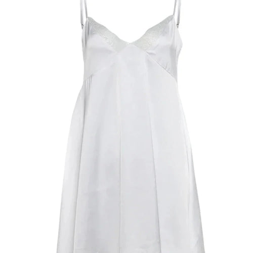 Load image into Gallery viewer, Lace Trim Deep V-neck Backless Mini Dresses 2024 Women Sexy White Slip Dress C83-CG15
