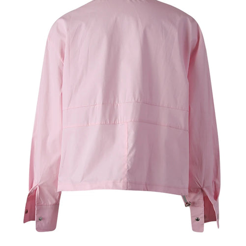 Load image into Gallery viewer, Women Pink Color Pearl Rhinestones Big Size Blouse New Lapel Long Sleeve Shirt Fashion Tide Spring Autumn 2025 CPG3257
