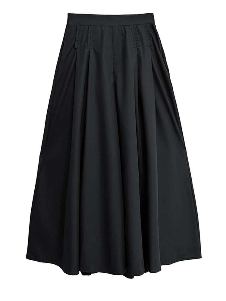 High Elastic Waist Black Brief Pleated Long Wide Leg Pants New Trousers Women Fashion Tide Spring Autumn 2025 1DJ0952