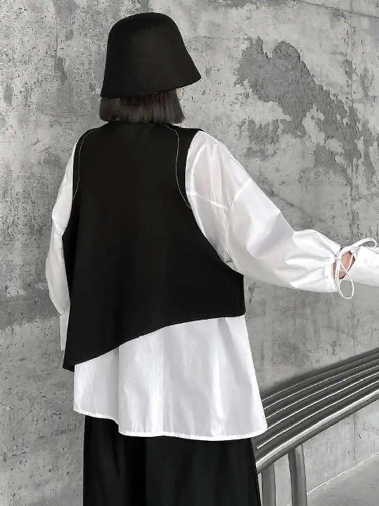 Big Size Vest Shirt Wide Leg Pants Three Piece Suit New Lapel Long Sleeve Women Fashion Tide Spring Autumn 2025 1DH5373