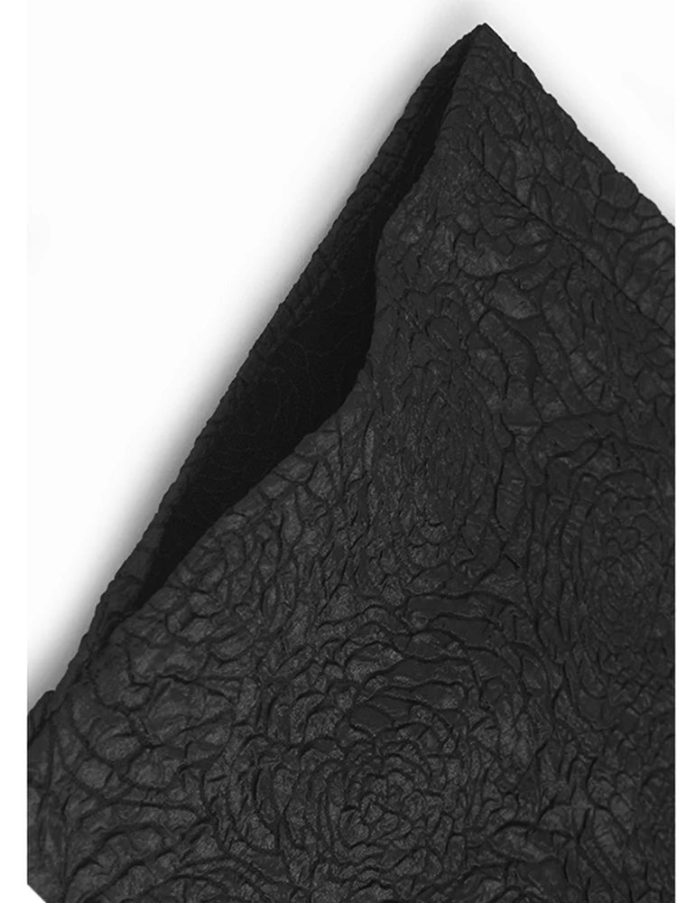 Women Black Three-dimensional Flower Big Size Midi Dress New Round Neck Half Sleeve Fashion Spring Autumn 2025  1DJ1104