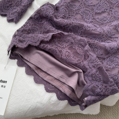 Load image into Gallery viewer, Vintage Fashion Women Purple Lace Long Sleeved Backless Party Short Dress Autumn Off Shoulder Wrapping Hip Mini Dress Simplicity
