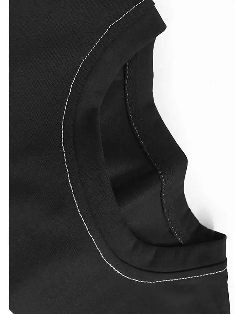 Women Black Pleated Color-block Big Size Midi Dress New Round Neck Short Sleeve Fashion Tide Spring Summer 2025 1DH5237