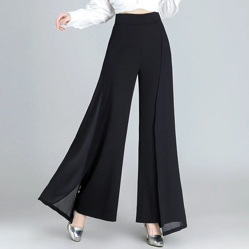 Load image into Gallery viewer, Chiffon Wide Leg Pants High Waist Casual Black Elegant Trousers Women Korean Fashion Clothing 2023 New Baggy Pantalon Femme
