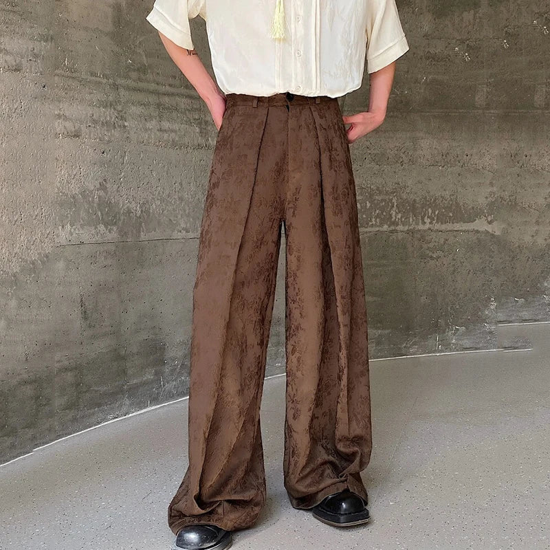 Summer New Man's Pants Three-dimensional Jacquard Design Broad Leg Straight Tube Trend Fashion Loose Trousers 9C5613