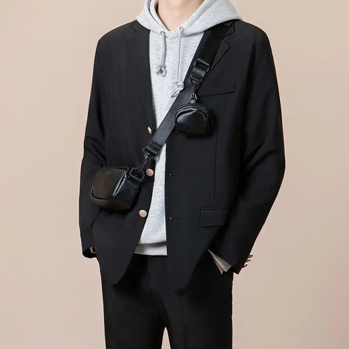 Load image into Gallery viewer, Men Suit Jacket Spring Autumn Loose Business Casual Singel-Breasted Handsome Stylish Pocket New Fashion Tide 9W1206
