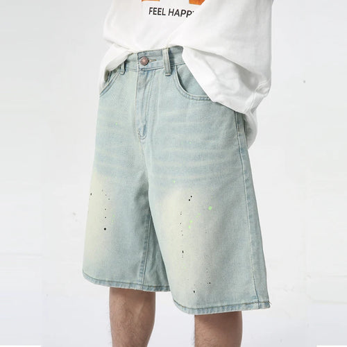 Load image into Gallery viewer, High Street Denim Pants Straight Men&#39;s Shorts Zipper Causal Wide Leg Male Trousers Knee Length Chic Summer 9C6094
