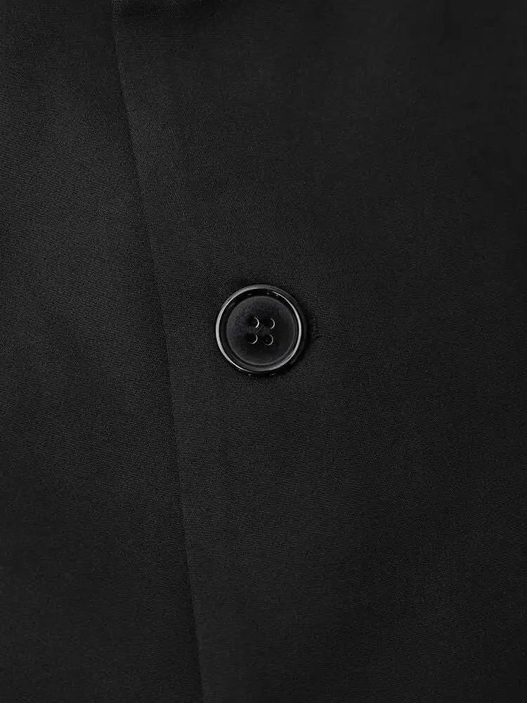 Women Black Leather Buckle Big Size Elegant Blazer New Lapel Long Sleeve Jacket Fashion Tide Spring Autumn 2025 CPG1275