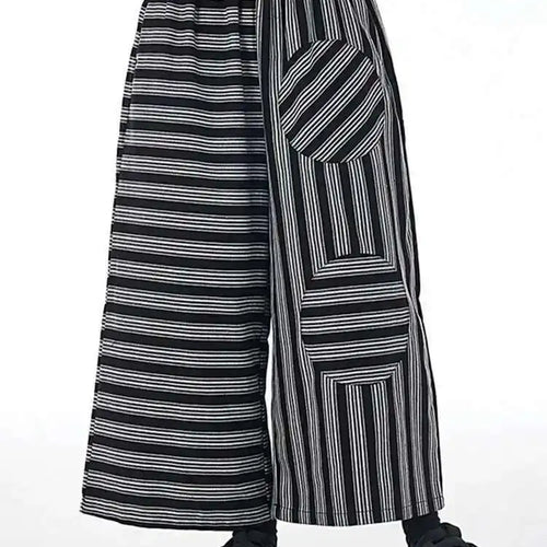Load image into Gallery viewer, High Elastic Waist Black Striped Spliced Long Wide Leg Pants New Trousers Women Fashion Tide Spring Autumn 2025 1DH7545
