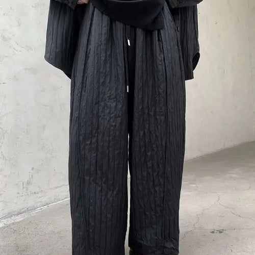 Load image into Gallery viewer, High Elastic Waist Black Striped Casual Long Wide Leg Pants New Trousers Women Fashion Tide Autumn Winter 2025 1DH8380

