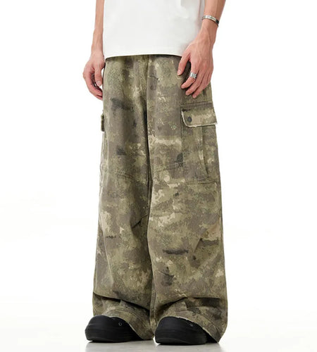 Men's Cargo Pants New American Style Multi Pocket Overalls Wide Leg Male Sweatpants Casual Toursers Spring 2025 9W1371
