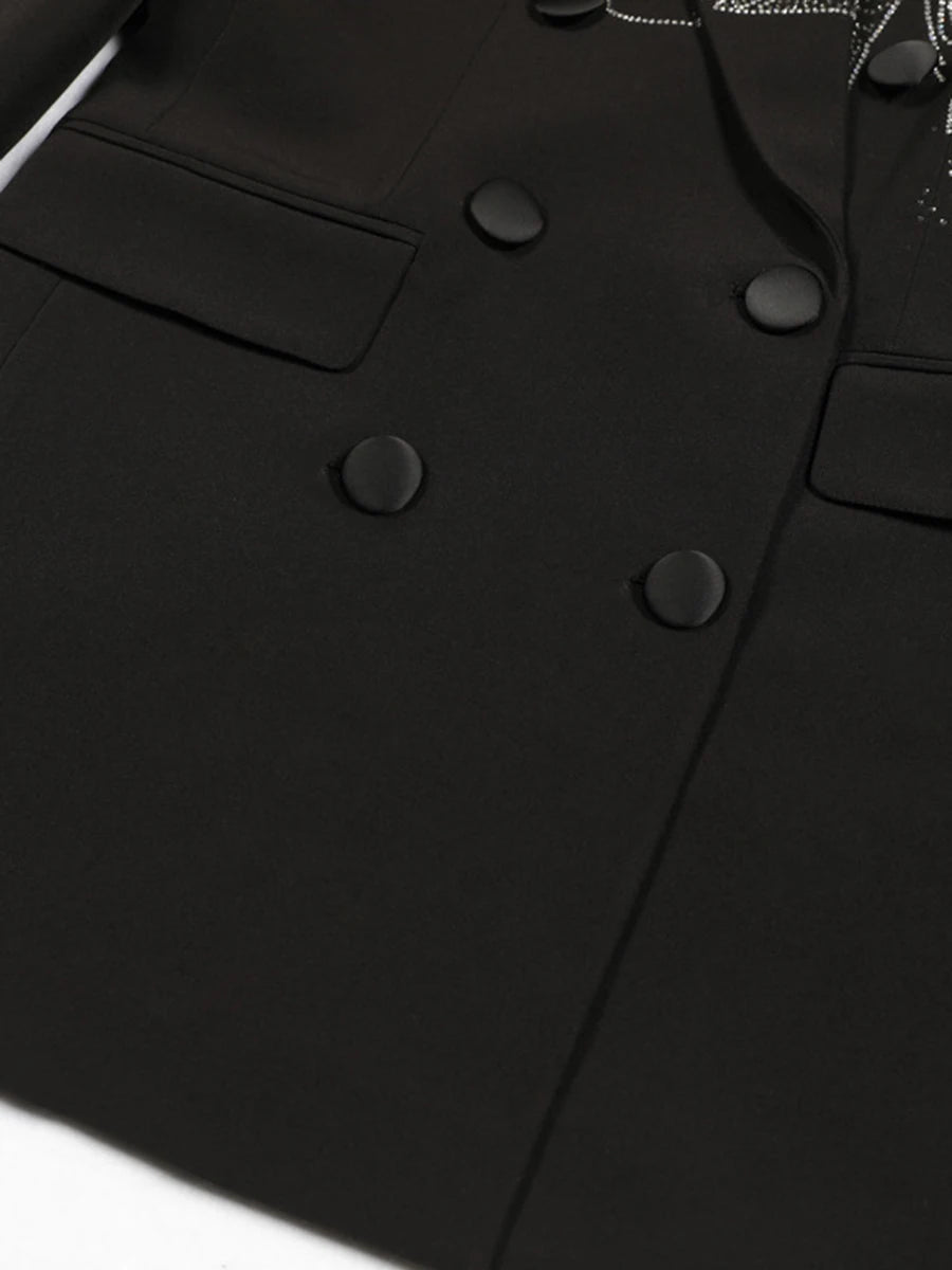 Solid Spliced Diamonds Blazers For Women Lapel Long Sleeve Tunic Patchwork Button Coats Female Fashion Style New