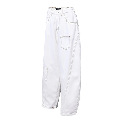 Load image into Gallery viewer, Men&#39;s Jeans Loose Wide Leg Curved Knife New American Personalized Line Design Irregular Splicing Trendy Male Bottoms 9W1892
