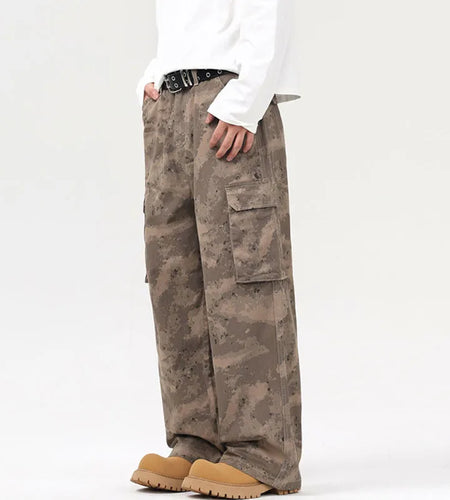 Camouflage Men's Jeans New American Baggy Straight Male Trousers Multi Pockets Cargo Denim Pants Summer Botooms 2025 9W1559