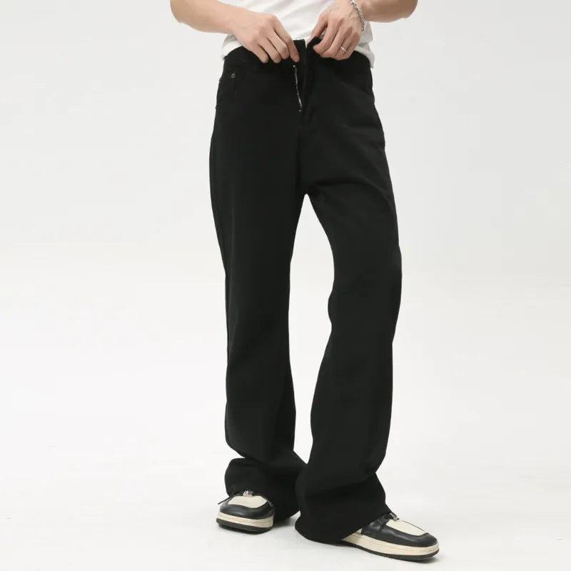 Fashion Summer New Men's Straight Denim Pants American Style Loose Pockets Zippers Male Casual Wide Leg Trousers C6165