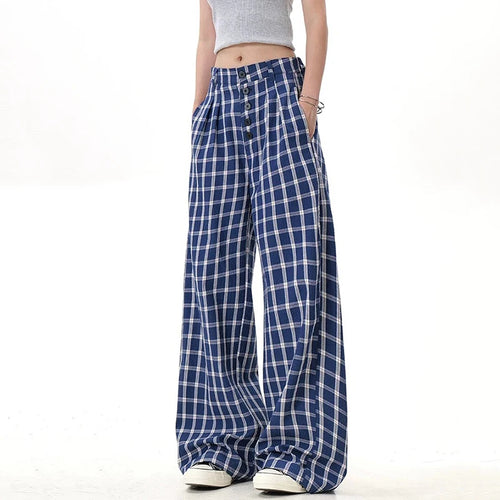 Load image into Gallery viewer, Men's Casual Plaid Pants Loose Fashion Straight Leg Buckle Design Male Wide Leg Trousers Spring Tide Men Clothing 9W1479
