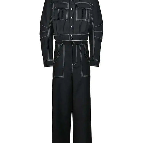 Load image into Gallery viewer, Black Jacket Big Size Wide Leg Pants Two Piece Suit New Lapel Long Sleeve Women Fashion Tide Spring Autumn 2025  CPG0425
