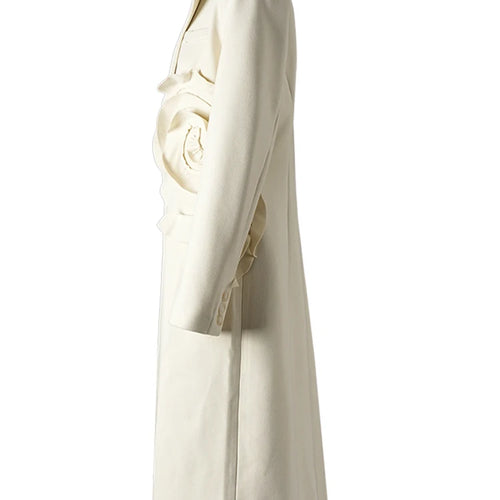 Load image into Gallery viewer, Beige Flower Elegant Long Warm Woolen Coat New Lapel Long Sleeve Women Jacket Fashion Tide Autumn Winter 2025 3WM2155
