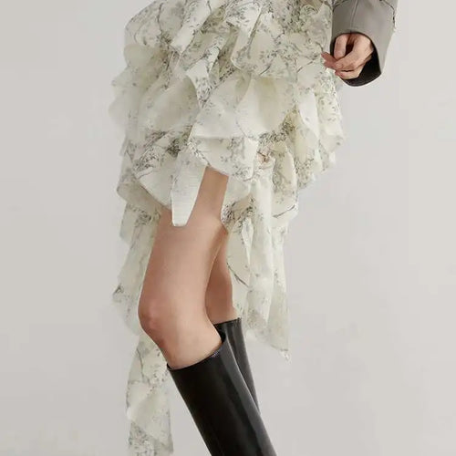 Load image into Gallery viewer, Women Printed Hollow Out Ruffles Mini Irregular Strapless Dress New Sleeveless Fashion Tide Spring Summer 2025 1DH6272
