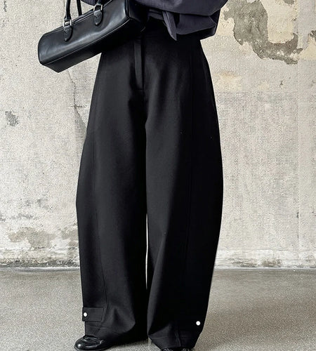 High Waist Black Shaped Brief Pocket Long Wide Leg Pants New Trousers Women Fashion Tide Spring Autumn 2025 1DH9486