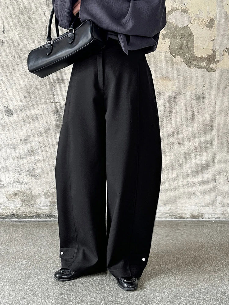 High Waist Black Shaped Brief Pocket Long Wide Leg Pants New Trousers Women Fashion Tide Spring Autumn 2025 1DH9486