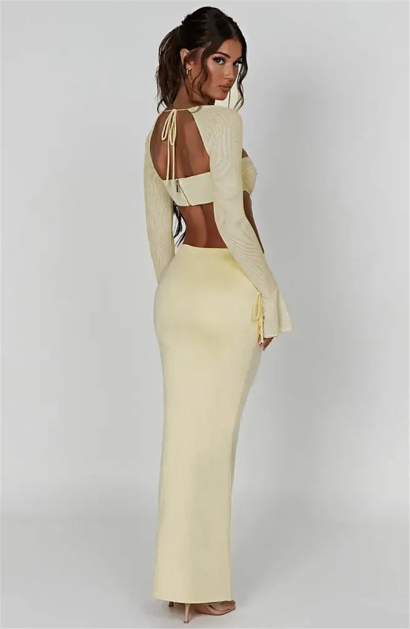 Thickened Fabric Sexy Maxi Skirt Women 2023 Autumn Winter New Solid High Waist Skinny Club Party Long Skirt Elegant