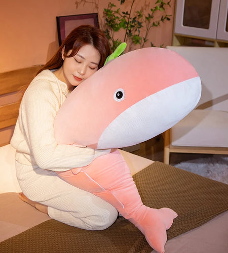 60/120cm Lovely Blue Whale Plush Toys Cute Animals Big Shark Doll Soft Stuffed  Fish Toy Children Girls Xmas Gift