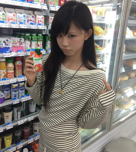 Japanese Y2k Long Sleeve Striped T-shirt 2000s Lazy Style Knitted Tops Vintage Harajuku Knit T Shirt American Retro 90s