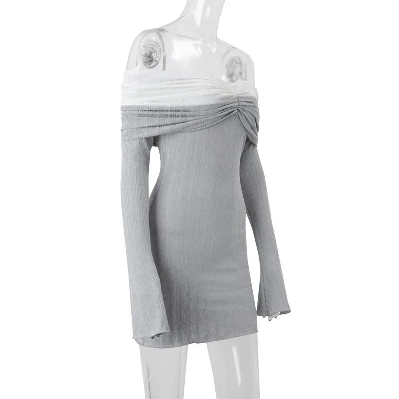 Off-shoulder Long Sleeve Sexy Mini Dress For Women Autumn New Strapless Backless Bodycon Club Party Sexy Dress Elegant